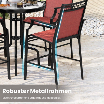 Outdoor Bar Stools Set of 2, Quick-Dry Fabric, Red