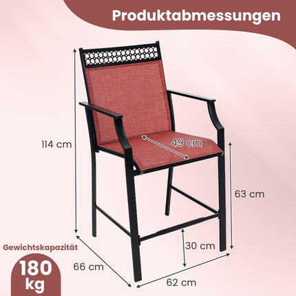 Outdoor Bar Stools Set of 2, Quick-Dry Fabric, Red