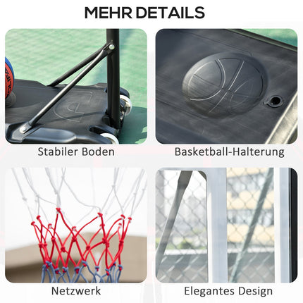 Höhenverstellbarer Basketballkorb für draußen mit Rollen, schwarz