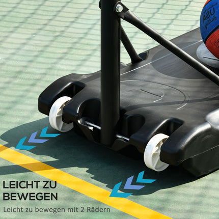 Höhenverstellbarer Basketballkorb für draußen mit Rollen, schwarz