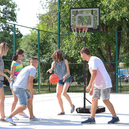 Höhenverstellbarer Basketballkorb für draußen mit Rollen, schwarz