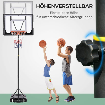 Höhenverstellbarer Basketballkorb für draußen mit Rollen, schwarz