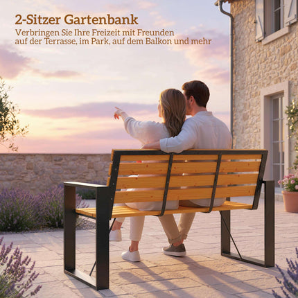 Gartenbank, Metallgestell & Holzlatten, 2-Sitzer