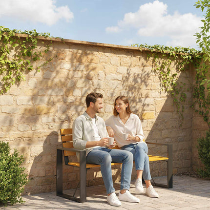 Gartenbank, Metallgestell & Holzlatten, 2-Sitzer