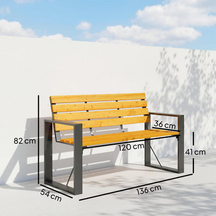 Gartenbank, Metallgestell & Holzlatten, 2-Sitzer