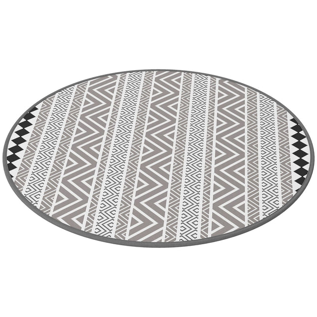 Runde wasserdichte Outdoor-Matte – wendbar, 180 cm, Grau & Schwarz