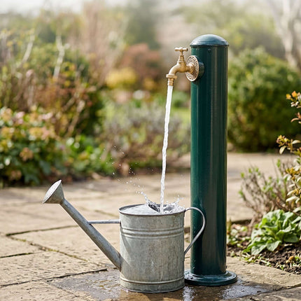 Gartensäule mit Wasserspeier aus Aluminiumguss, Grün