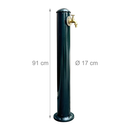 Gartensäule mit Wasserspeier aus Aluminiumguss, Grün