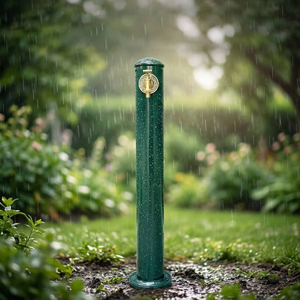 Gartensäule mit Wasserspeier aus Aluminiumguss, Grün