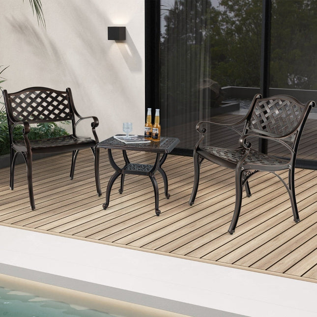 Gartenstühle aus Aluminiumguss, 2er-Set, Bronze-Finish