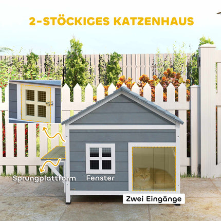 Katzenhaus für draußen, erhöhte Bauweise, wasserdichtes Dach