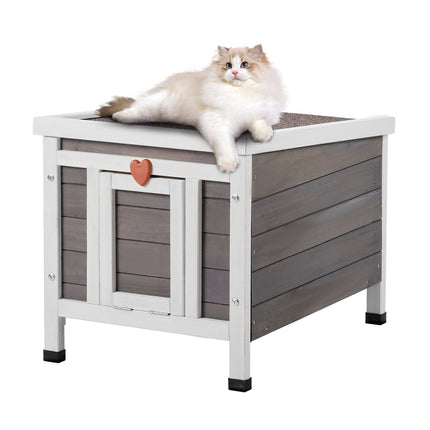 Outdoor Cat House – Weatherproof Cedar, PVC Flap, Open Roof