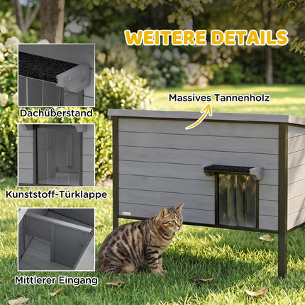 Outdoor-Katzenhaus, wetterfest, leicht zu reinigen, 85x55x70 cm