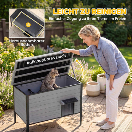Outdoor-Katzenhaus, wetterfest, leicht zu reinigen, 85x55x70 cm