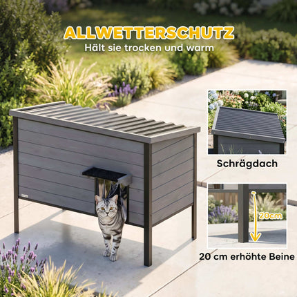 Outdoor-Katzenhaus, wetterfest, leicht zu reinigen, 85x55x70 cm