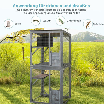 Outdoor Cat House with Weatherproof Asphalt Roof, 182 cm