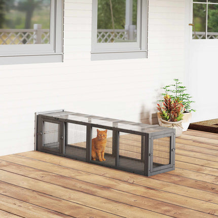 Outdoor Cat Tunnel, Weatherproof Wood & Plastic, 146 cm