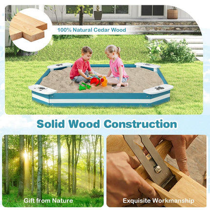 Outdoor-Zedernholz-Sandkasten mit 4 Sitzen in Tiermuster-Optik