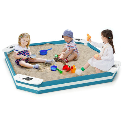 Outdoor-Zedernholz-Sandkasten mit 4 Sitzen in Tiermuster-Optik
