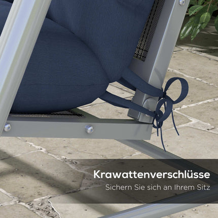 Outdoor-Stuhlkissen-Set, 150x50 cm, wasserabweisend, Marineblau