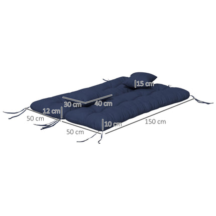 Outdoor-Stuhlkissen-Set, 150x50 cm, wasserabweisend, Marineblau