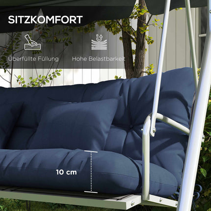 Outdoor-Stuhlkissen-Set, 150x50 cm, wasserabweisend, Marineblau