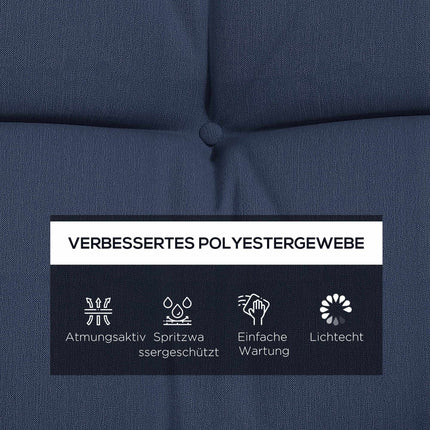 Outdoor-Stuhlkissen-Set, 150x50 cm, wasserabweisend, Marineblau
