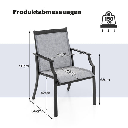 Outdoor Chairs Set, Breathable Fabric, Metal Frame, Grey