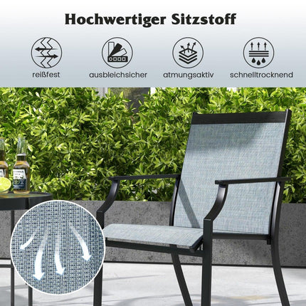 Gartenstuhl-Set (2 Stück), atmungsaktiver Stoff, Metallgestell, Blau
