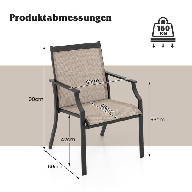 Outdoor Chairs Set of 2, Breathable Fabric, Metal Frame