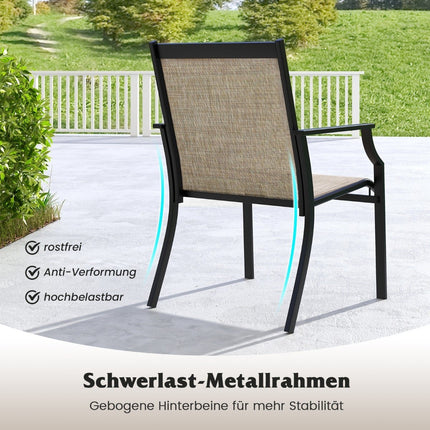 Gartenstuhl-Set (2-teilig), atmungsaktiver Stoff, Metallrahmen