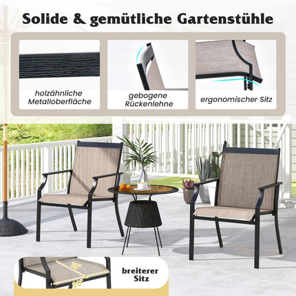 Gartenstuhl-Set (2-teilig), atmungsaktiver Stoff, Metallrahmen