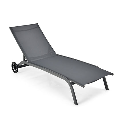 Outdoor-Gartenliege, 6-fach verstellbar, mit Rollen