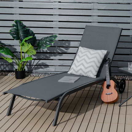 Outdoor-Gartenliege, 6-fach verstellbar, mit Rollen