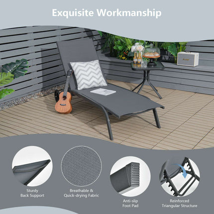 Outdoor-Gartenliege, 6-fach verstellbar, mit Rollen