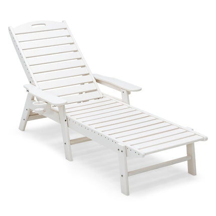 Outdoor-Chaiselongue, Terrassenstuhl, HDPE, Liegestuhl, Rückenlehne verstellbar, Weiß