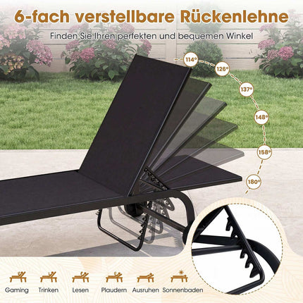 Outdoor Chaise Lounge Chairs, Set of 2, Adjustable Backrest