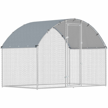 Outdoor Chicken Run 2.8 x 1.7 x 1.9 m with Cover, Galvanised Steel, Silver