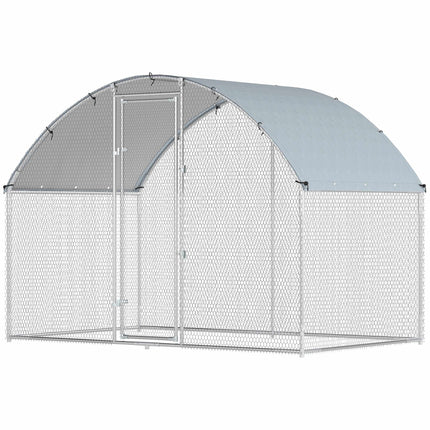 Outdoor Chicken Run 2.8 x 1.7 x 1.9 m with Cover, Galvanised Steel, Silver