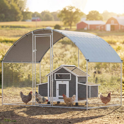 Outdoor Chicken Run 2.8 x 1.7 x 1.9 m with Cover, Galvanised Steel, Silver