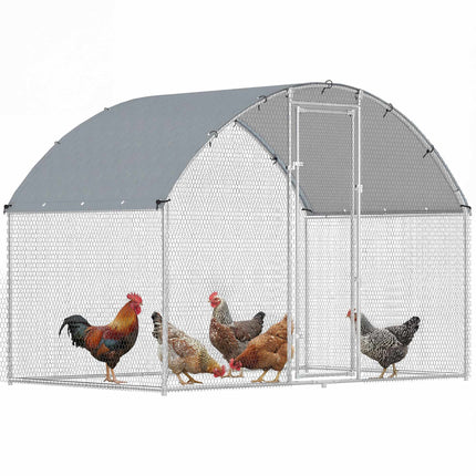 Outdoor Chicken Run 2.8 x 1.7 x 1.9 m with Cover, Galvanised Steel, Silver