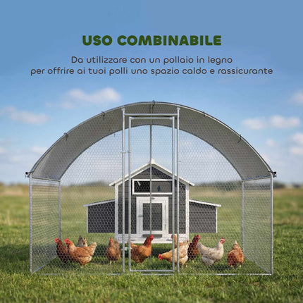 Outdoor Chicken Run 2.8 x 1.7 x 1.9 m with Cover, Galvanised Steel, Silver