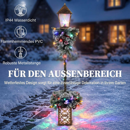 Outdoor Christmas Lantern with LED Lights, Pinecones, Berries