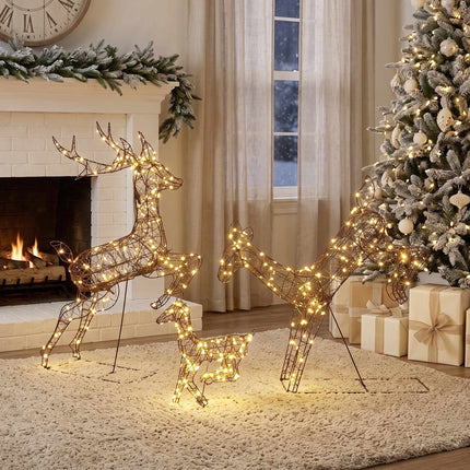 Outdoor Christmas Reindeer Set with 200 LED Lights, Timer