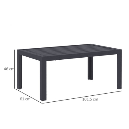 Outdoor-Couchtisch, Lamellenplatte, verzinkter Stahl, Grau