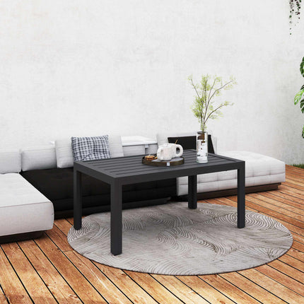 Outdoor-Couchtisch, Lamellenplatte, verzinkter Stahl, Grau