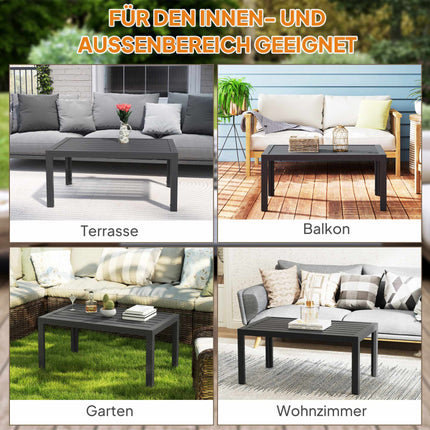 Outdoor-Couchtisch, Lamellenplatte, verzinkter Stahl, Grau