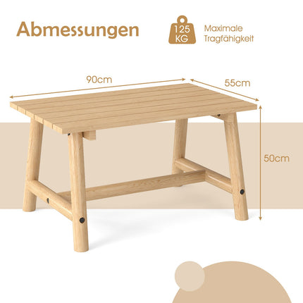 Outdoor Coffee Table – Solid Wood, Slatted, 125kg Capacity