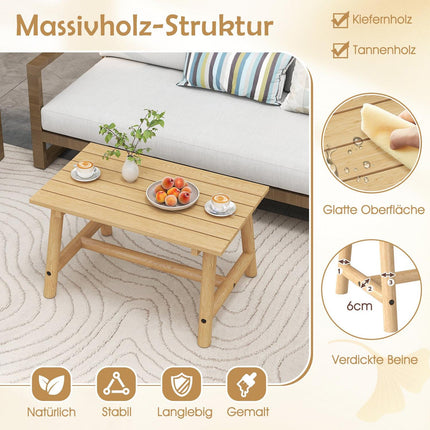 Outdoor Coffee Table – Solid Wood, Slatted, 125kg Capacity