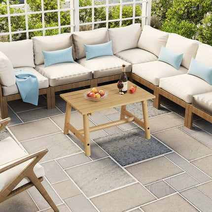 Outdoor Coffee Table – Solid Wood, Slatted, 125kg Capacity
